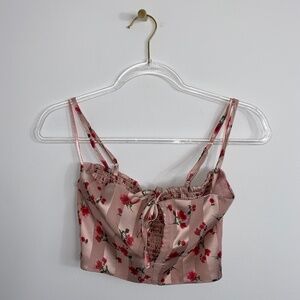 NWT REVOLVE Cellecci pink floral cropped tank Size L Bohemian Festival